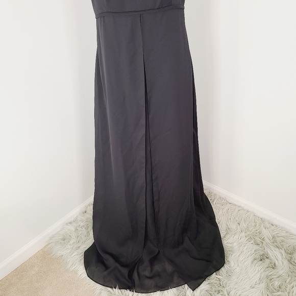 David's Bridal Black Full Length Bridesmaid Gown Size 10 - Picture 5 of 10